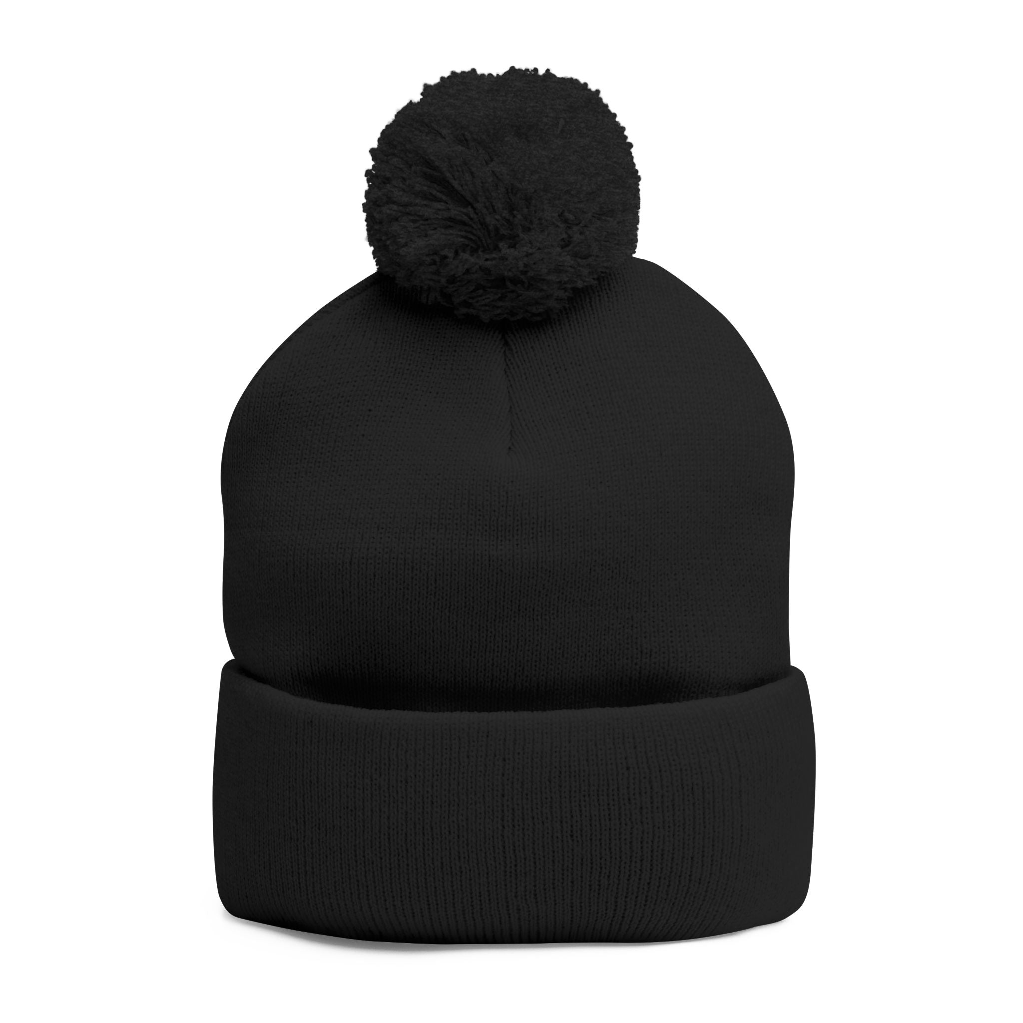 Pom-Pom Knit Cap — Embroidered 'Travorium' Winter Beanie