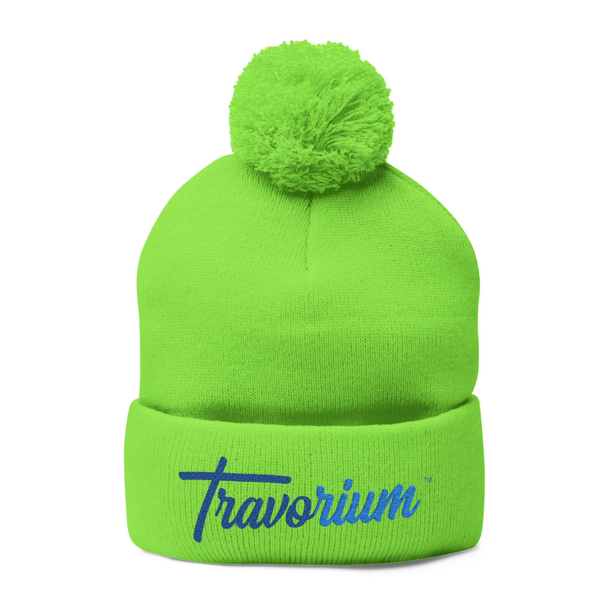 Travorium Embroidered Pom-Pom Beanie