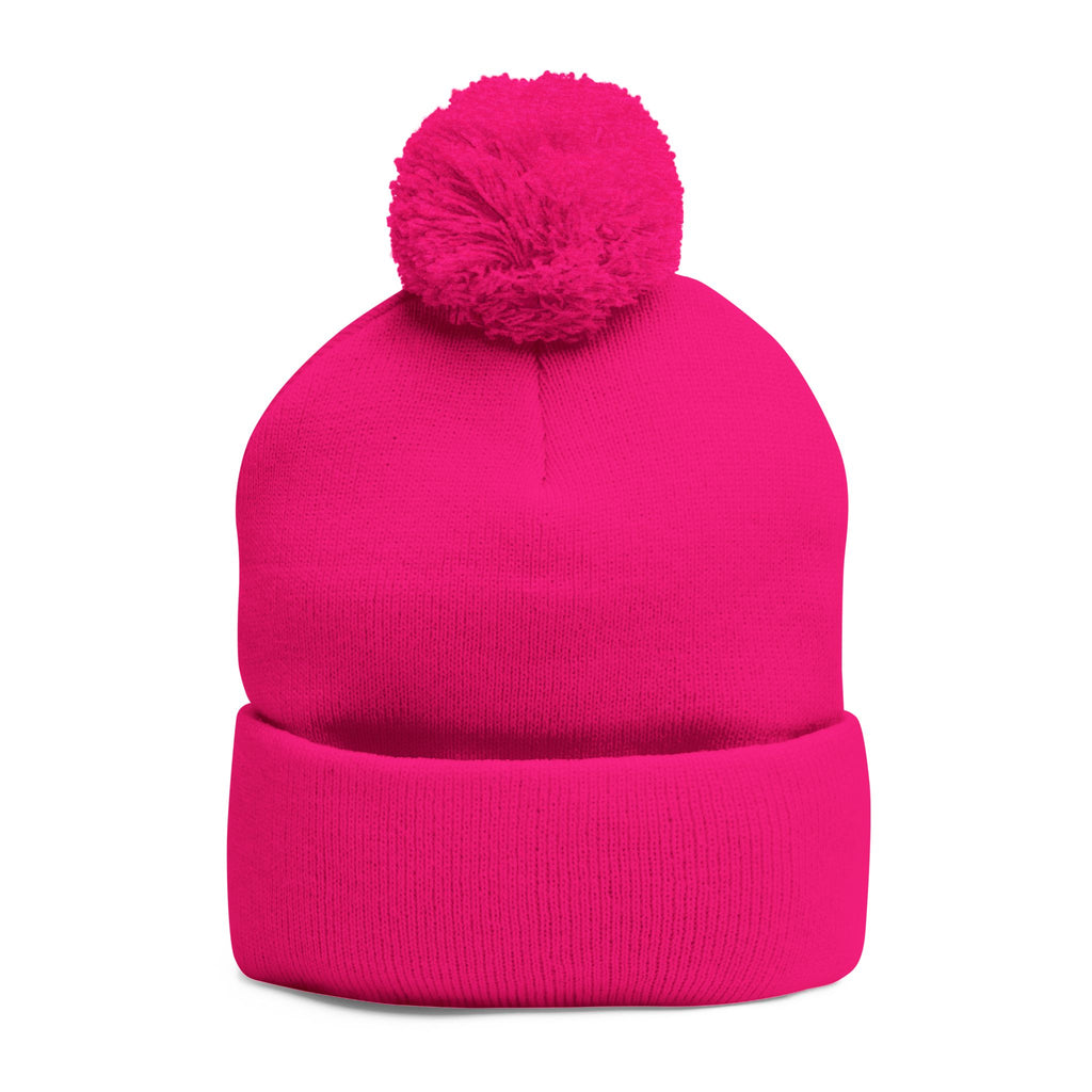 Pom-Pom Knit Cap — Embroidered 'Travorium' Winter Beanie