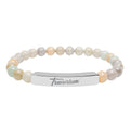 Engravable Natural Stone Bead Bracelet with Polished Bar