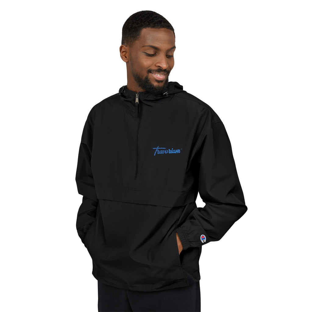 Packable Anorak Jacket — Lightweight Orange Windbreaker with Subtle Script Logo