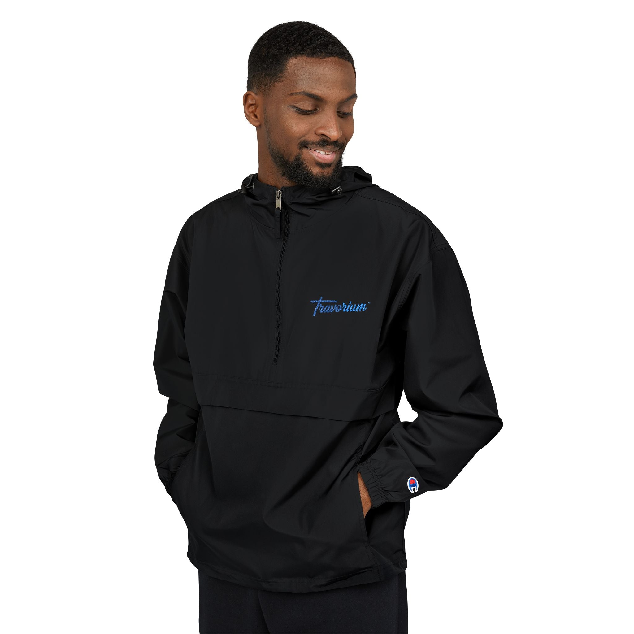 Packable Anorak Jacket — Lightweight Orange Windbreaker with Subtle Script Logo