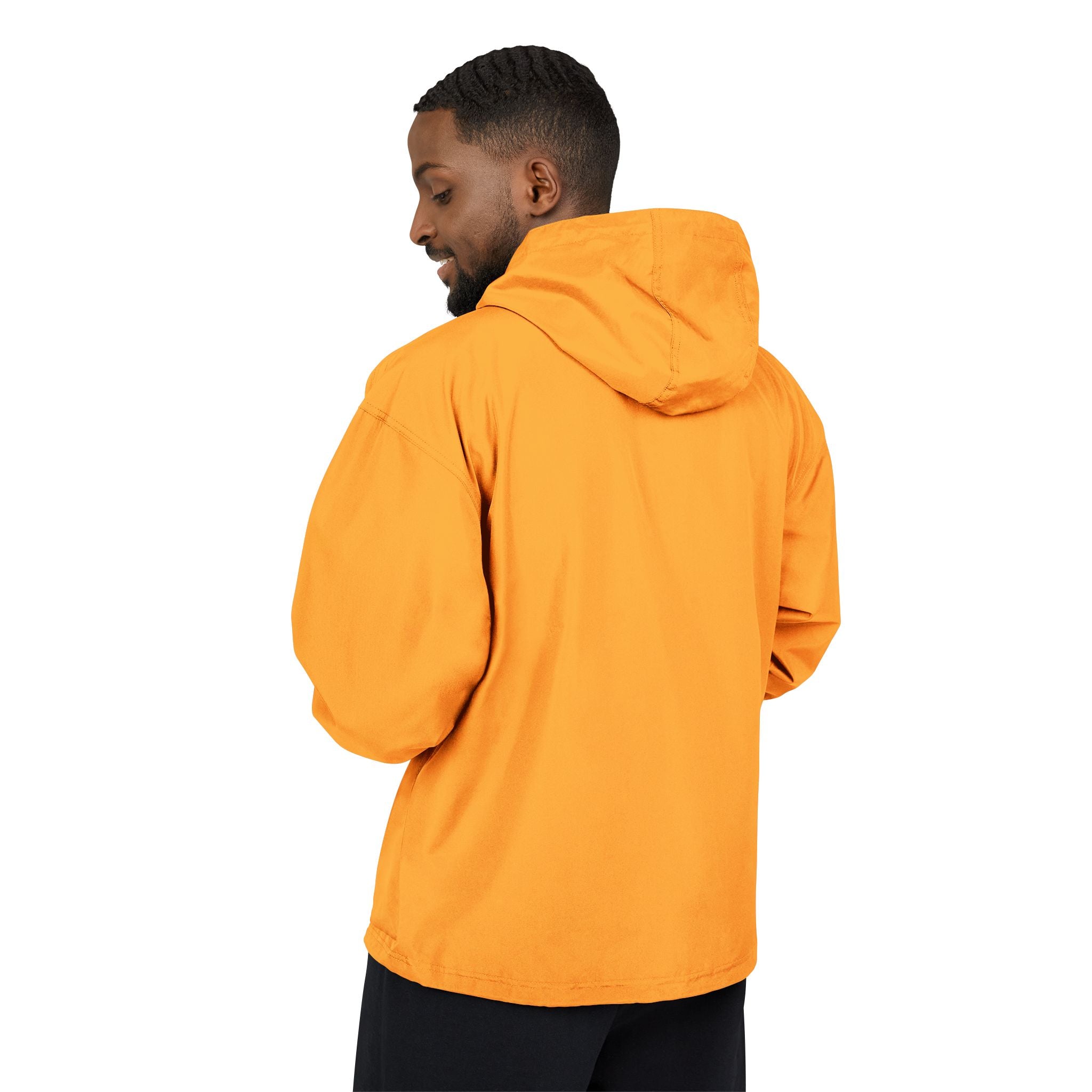 Packable Anorak Jacket — Lightweight Orange Windbreaker with Subtle Script Logo