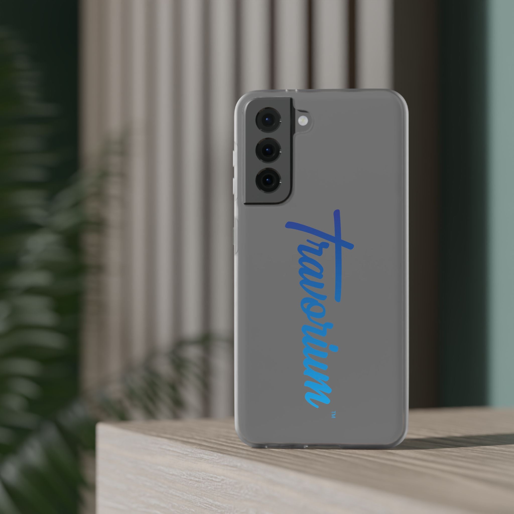Phone Case — 'Travorium' Blue Script Flexible Protective Case