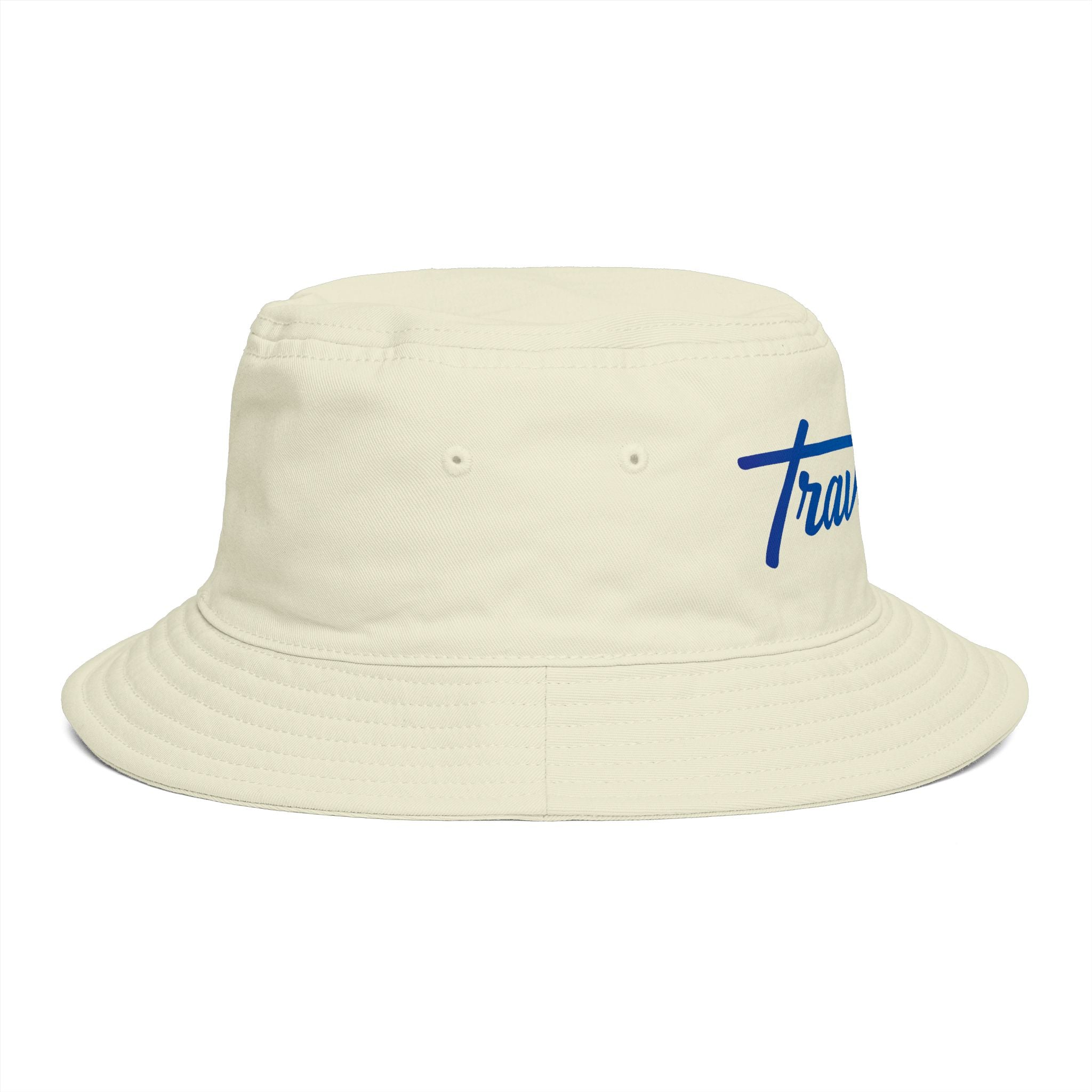 Travorium Embroidered Bucket Hat — Casual Script Logo Summer Sun Hat