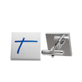 Gold Square Cufflinks with Blue Cross Accent — Religious Dress Accessory