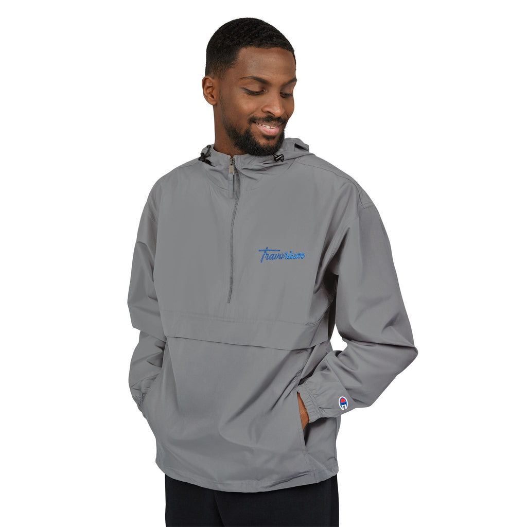 Packable Anorak Jacket — Lightweight Orange Windbreaker with Subtle Script Logo