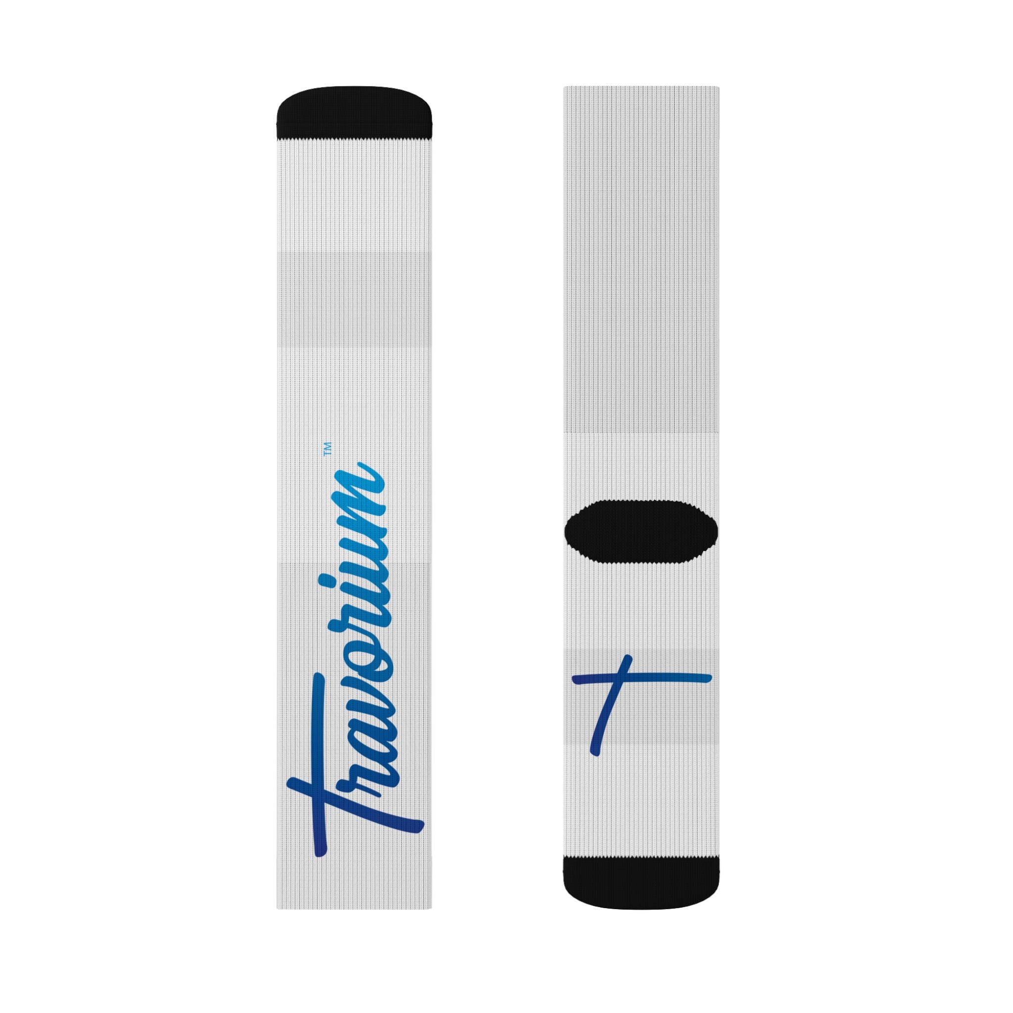 Blue Script Logo Sublimation Socks — Custom Athletic Crew Socks