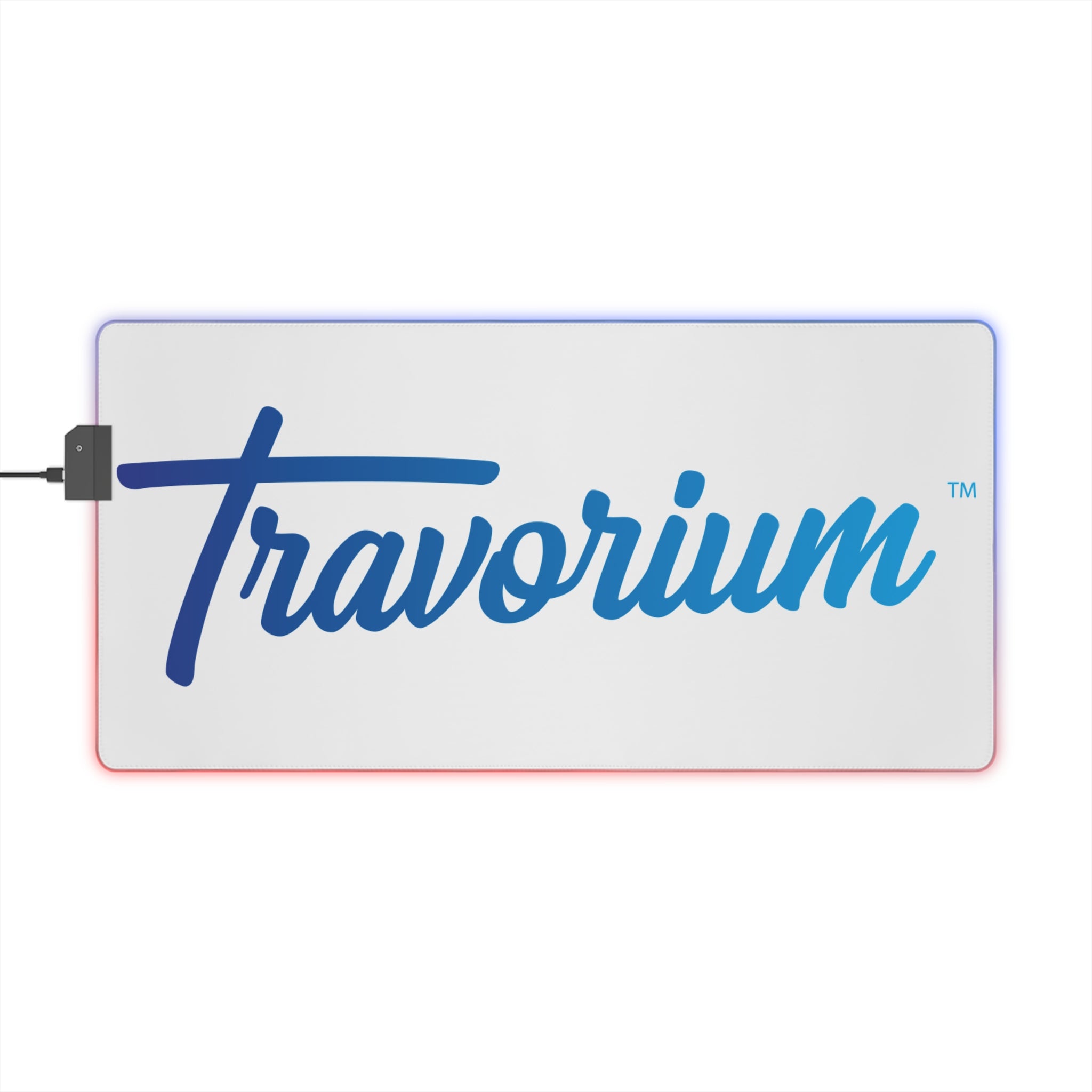 LED Gaming Mouse Pad — RGB Extended Desk Mat with 'Travorium' Script Logo