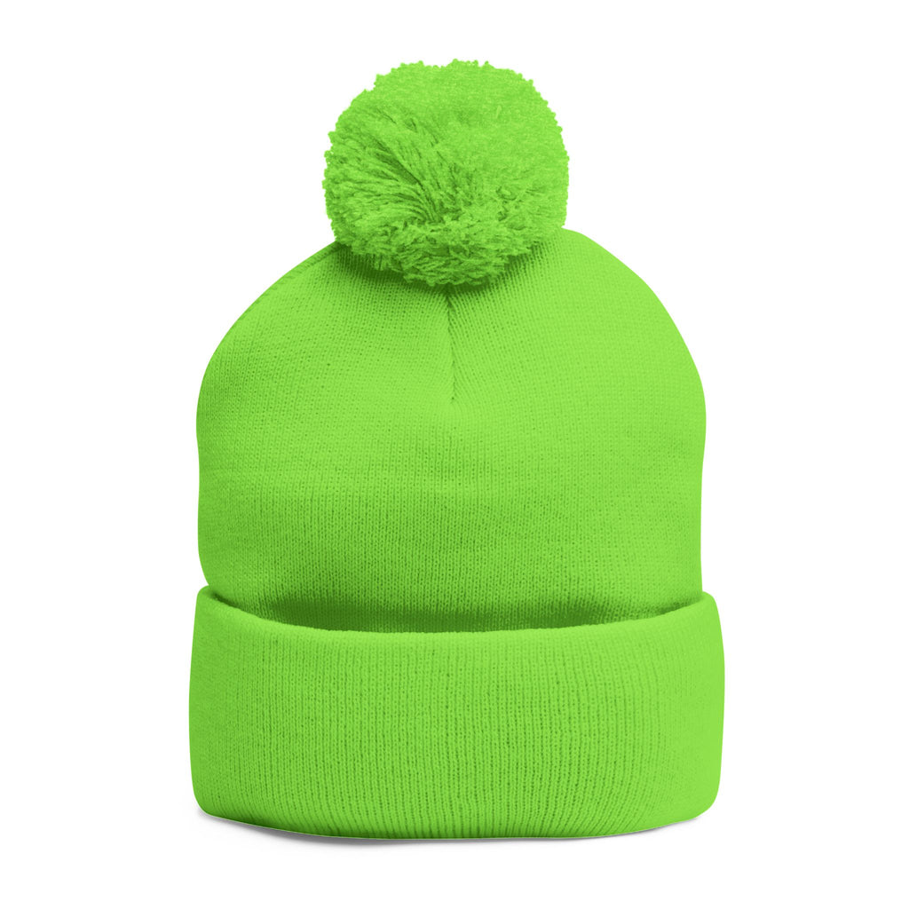 Pom-Pom Knit Cap — Embroidered 'Travorium' Winter Beanie