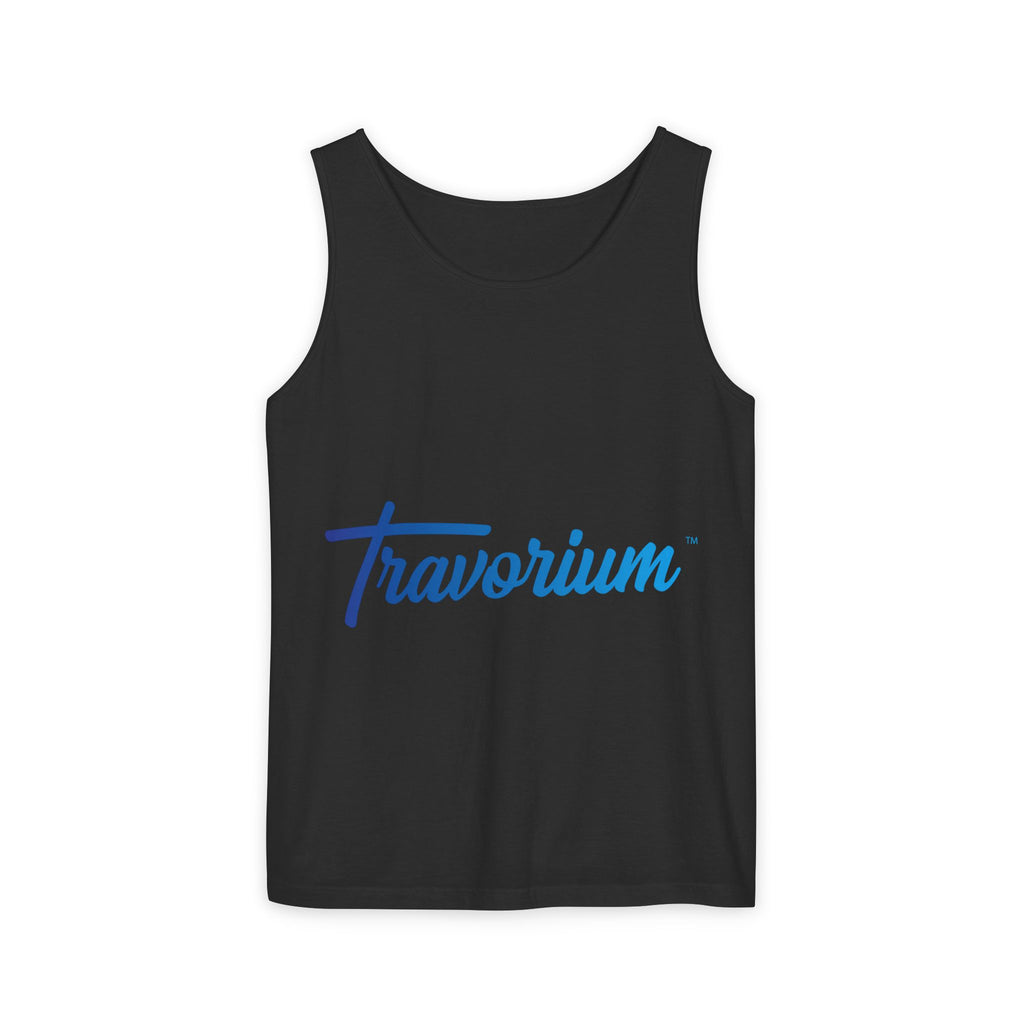 Travorium Script Logo Tank Top — Travel Lifestyle Graphic Tank