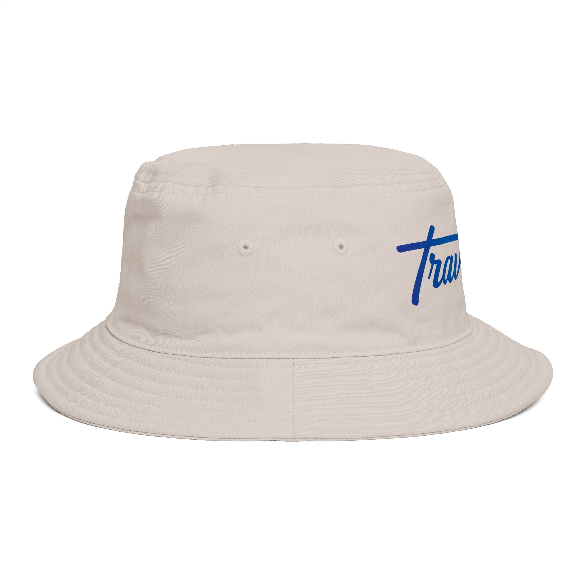 Travorium Embroidered Bucket Hat — Casual Script Logo Summer Sun Hat