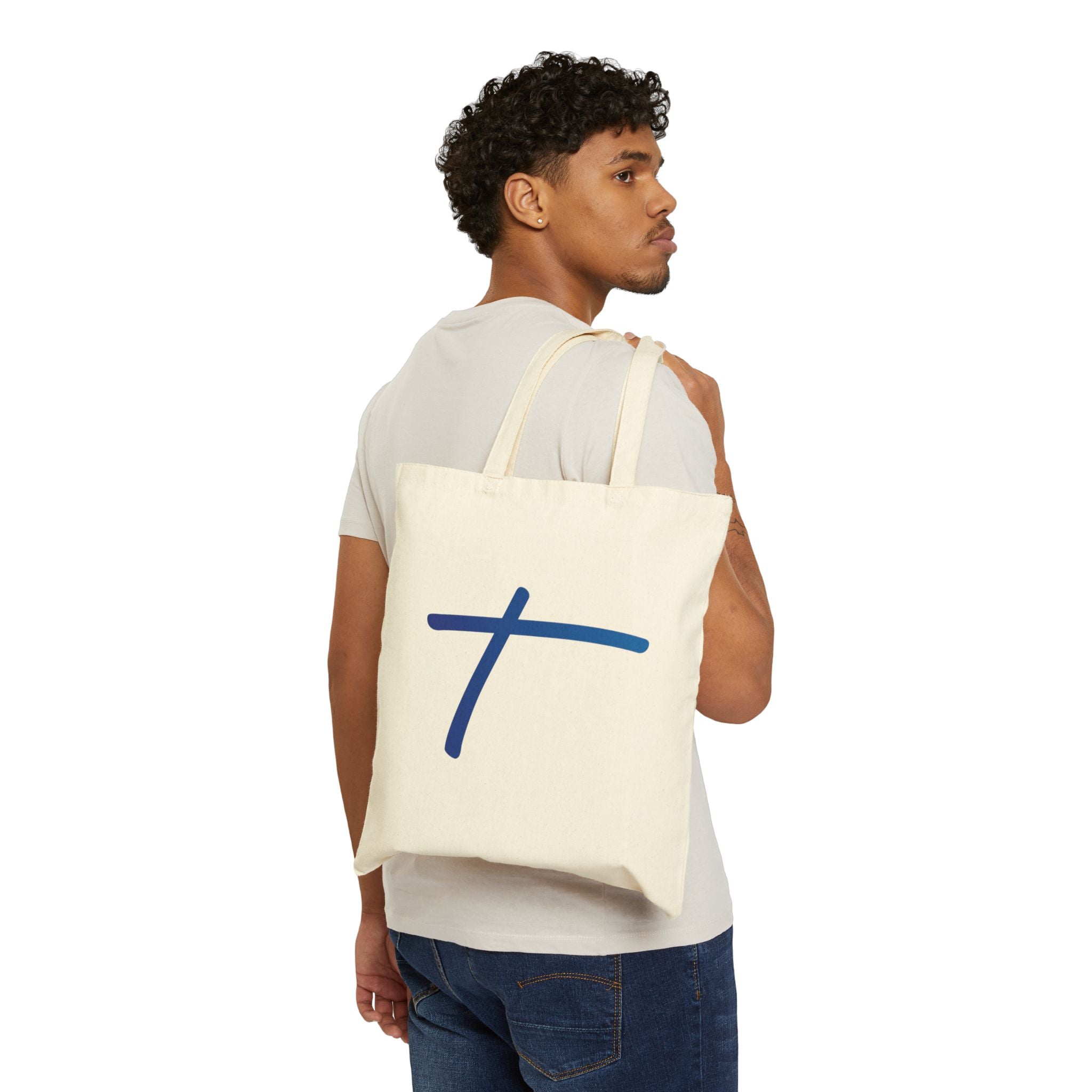 Canvas Tote Bag — Minimal Blue 'Travorium' Script Logo