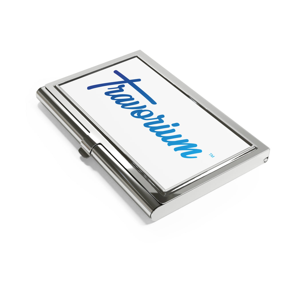 Travorium Branded Metal Business Card Holder — Professional Logo Card Case