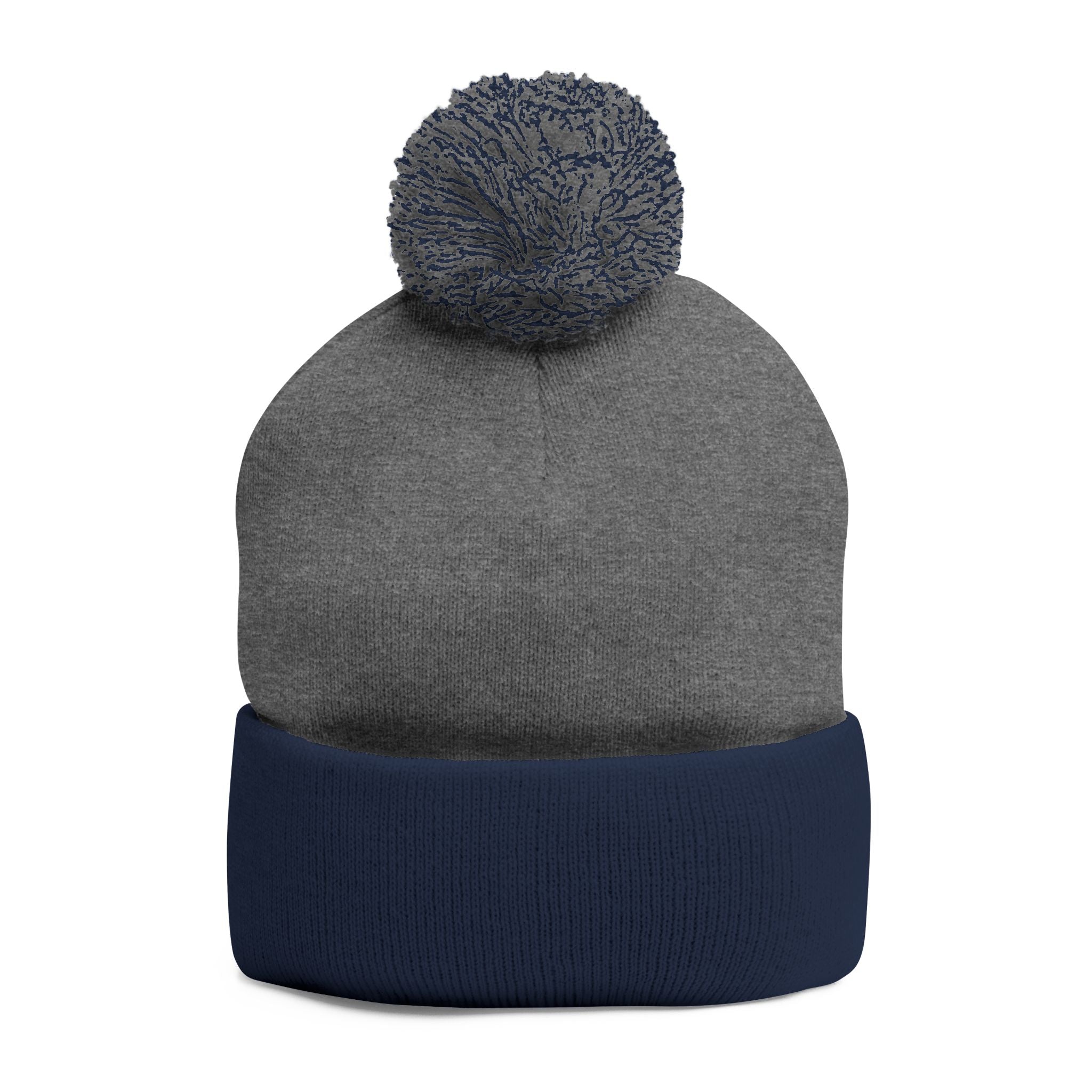 Pom-Pom Knit Cap — Embroidered 'Travorium' Winter Beanie
