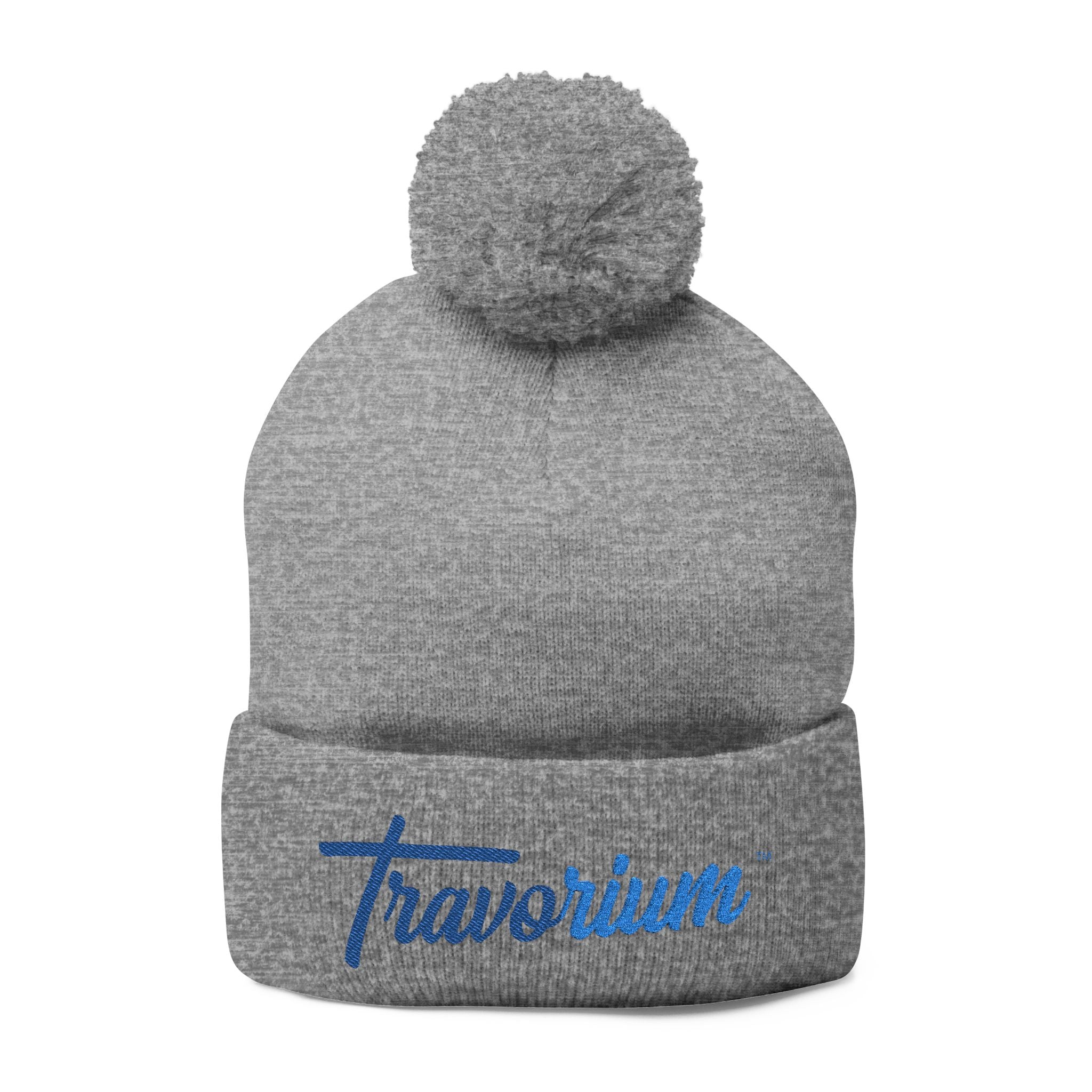 Travorium Embroidered Pom-Pom Beanie