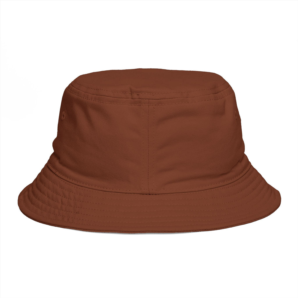Travorium Script Brown Bucket Hat — Casual Travel & Streetwear Cap