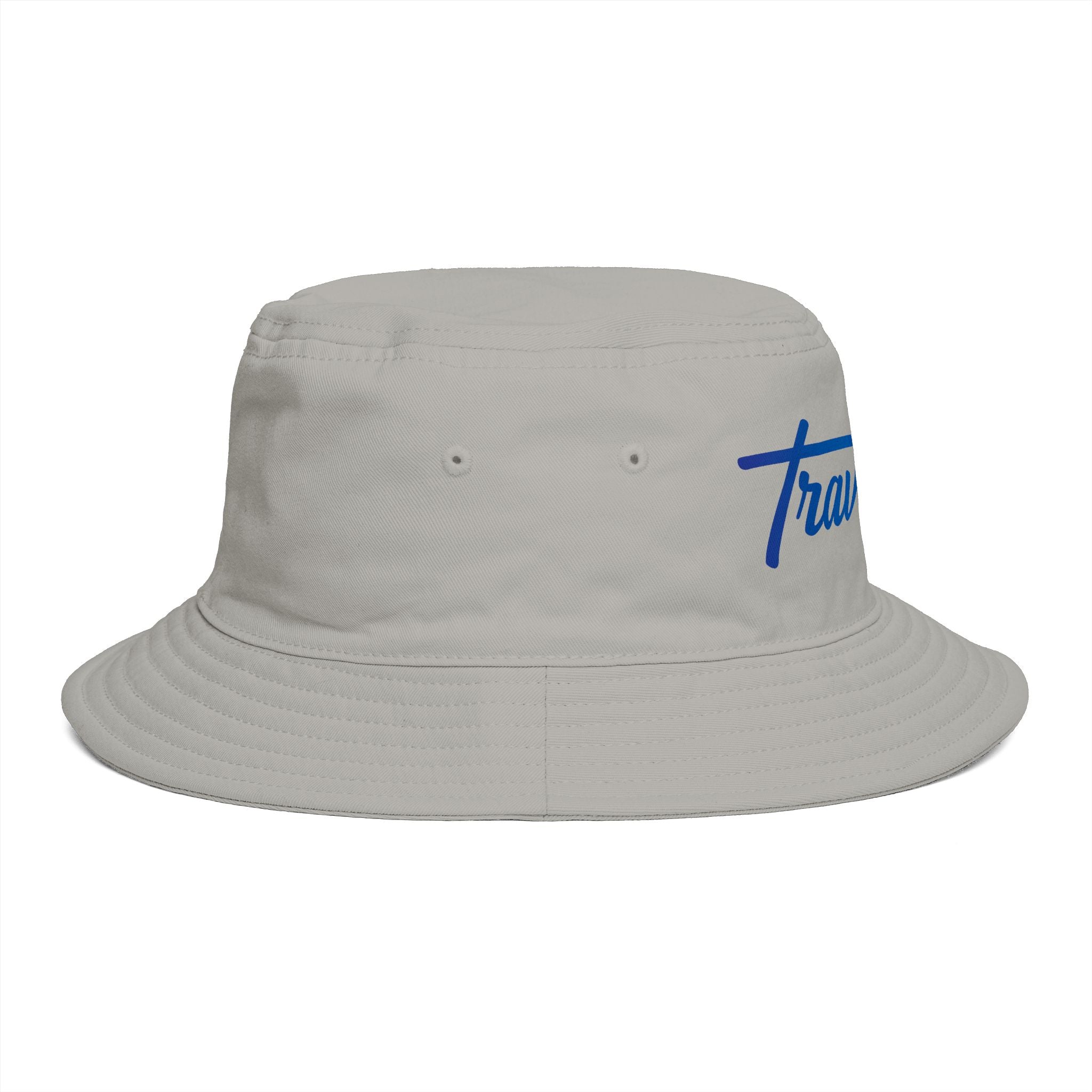Travorium Embroidered Bucket Hat — Casual Script Logo Summer Sun Hat