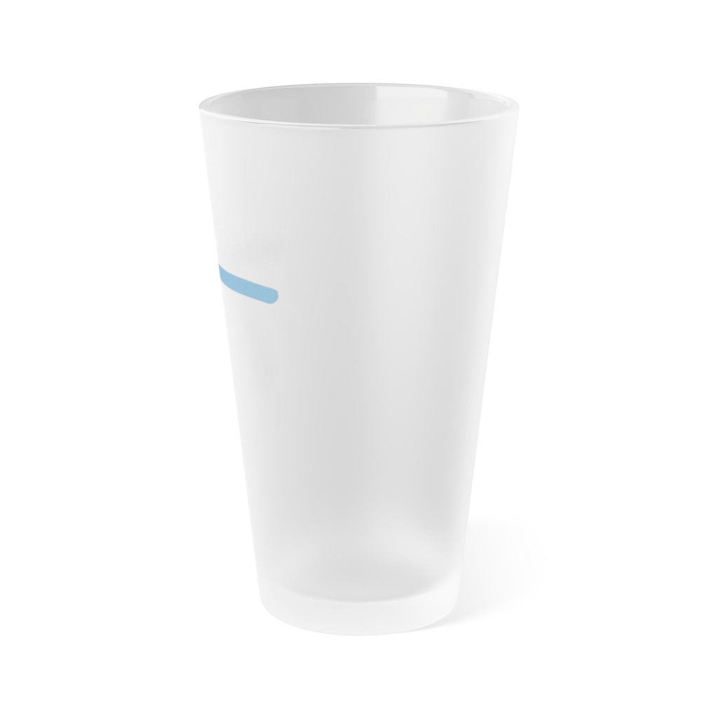 Frosted Pint Glass – Minimal Blue Cross 16oz