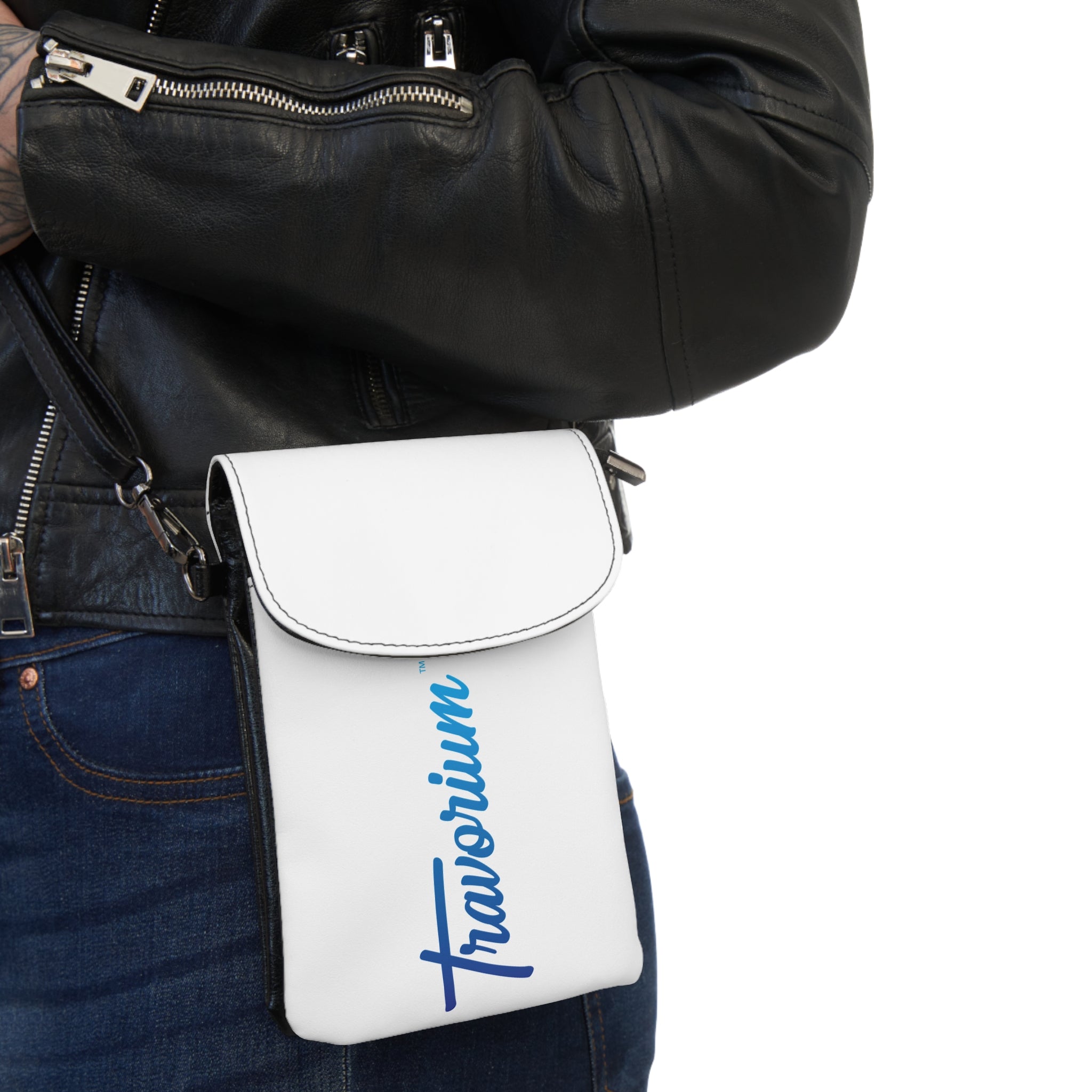 Crossbody Phone Wallet — Compact Hands-Free Cell Phone Pouch with 'Travodium' Script