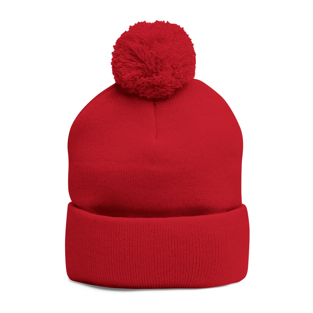 Pom-Pom Knit Cap — Embroidered 'Travorium' Winter Beanie