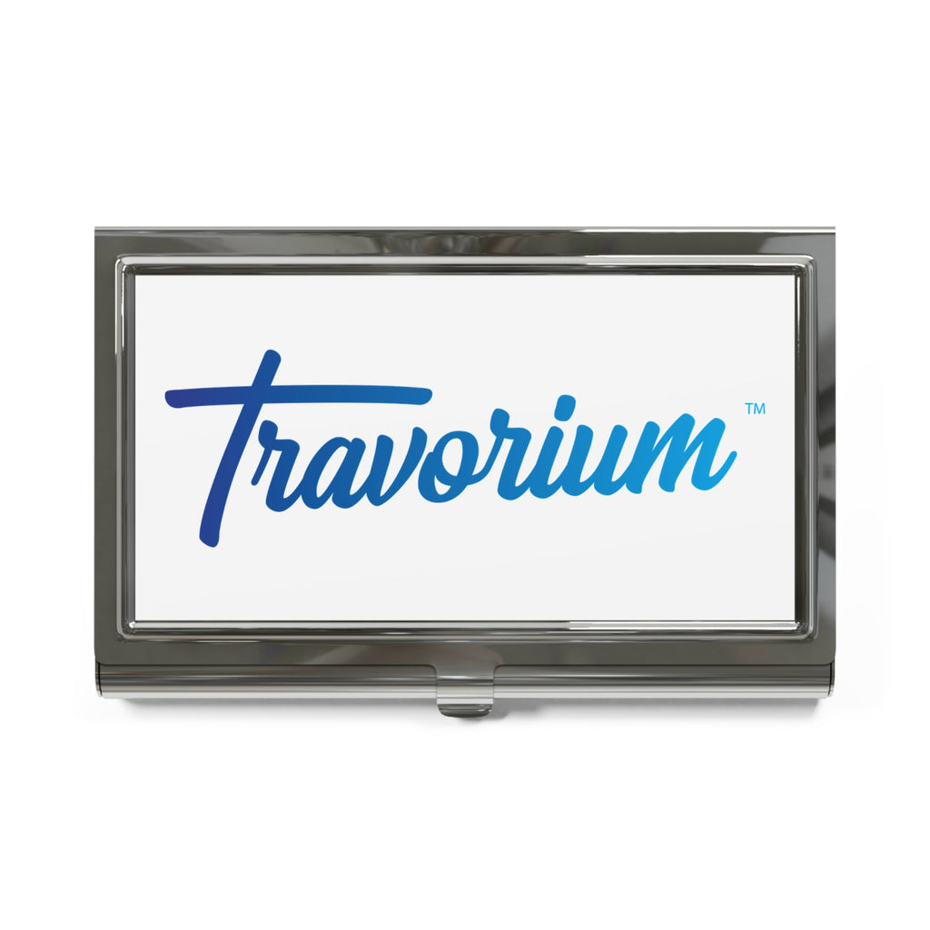 Travorium Branded Metal Business Card Holder — Professional Logo Card Case