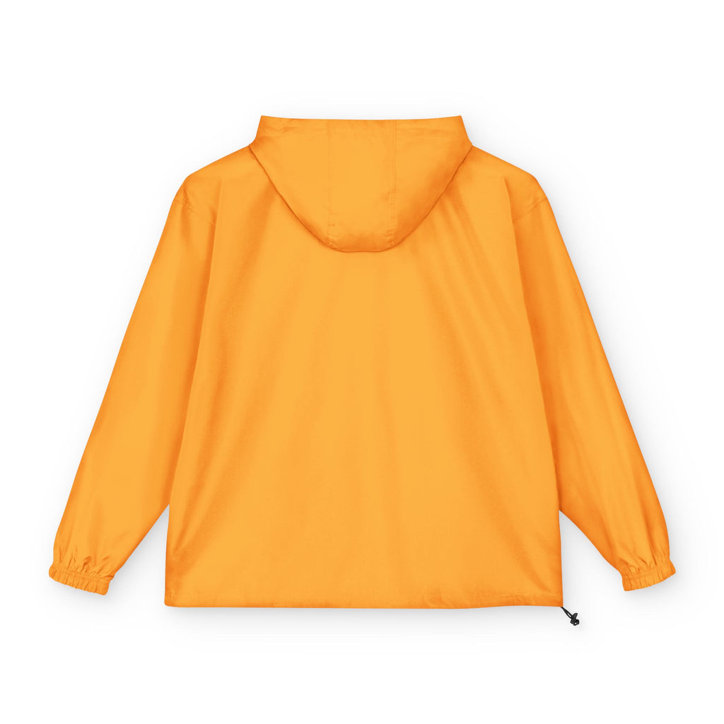 Packable Anorak Jacket — Lightweight Orange Windbreaker with Subtle Script Logo