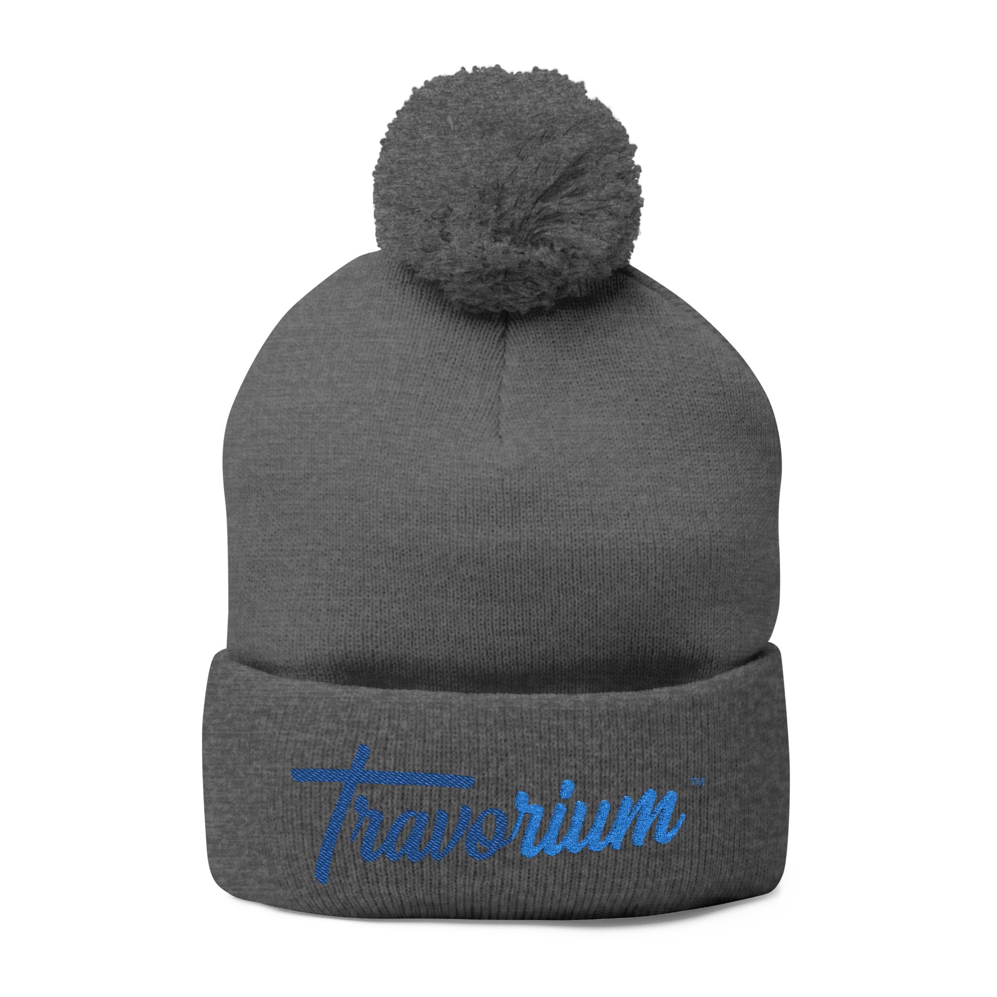 Travorium Embroidered Pom-Pom Beanie