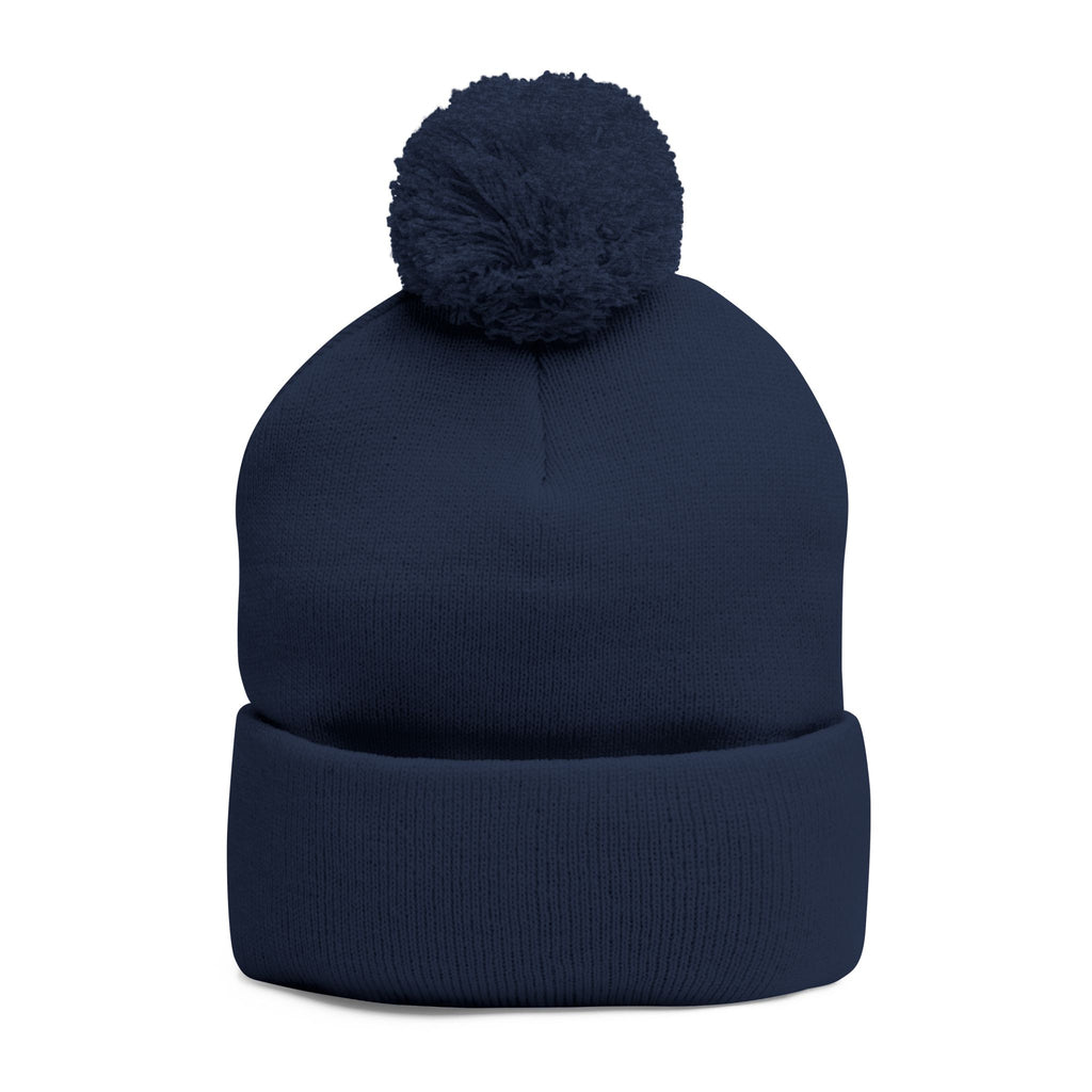 Pom-Pom Knit Cap — Embroidered 'Travorium' Winter Beanie