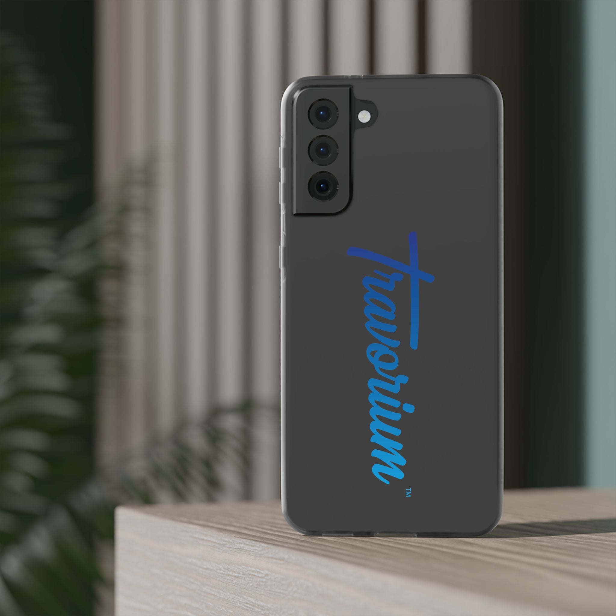 Phone Case — 'Travorium' Blue Script Flexible Protective Case