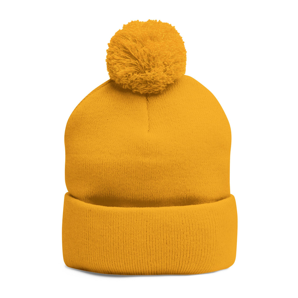 Pom-Pom Knit Cap — Embroidered 'Travorium' Winter Beanie