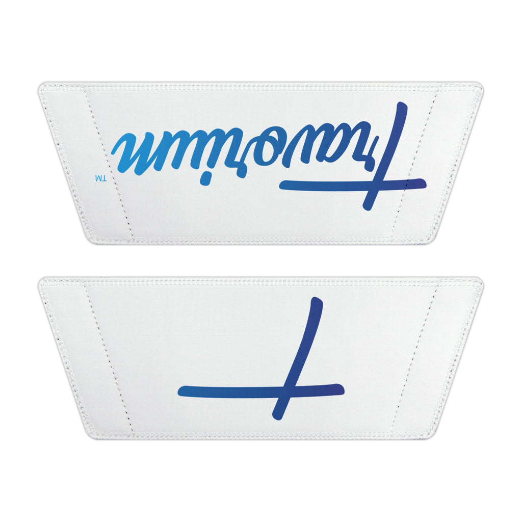 Youth Slide Sandals — Custom Removable Strap Slides (White, Script Logo)