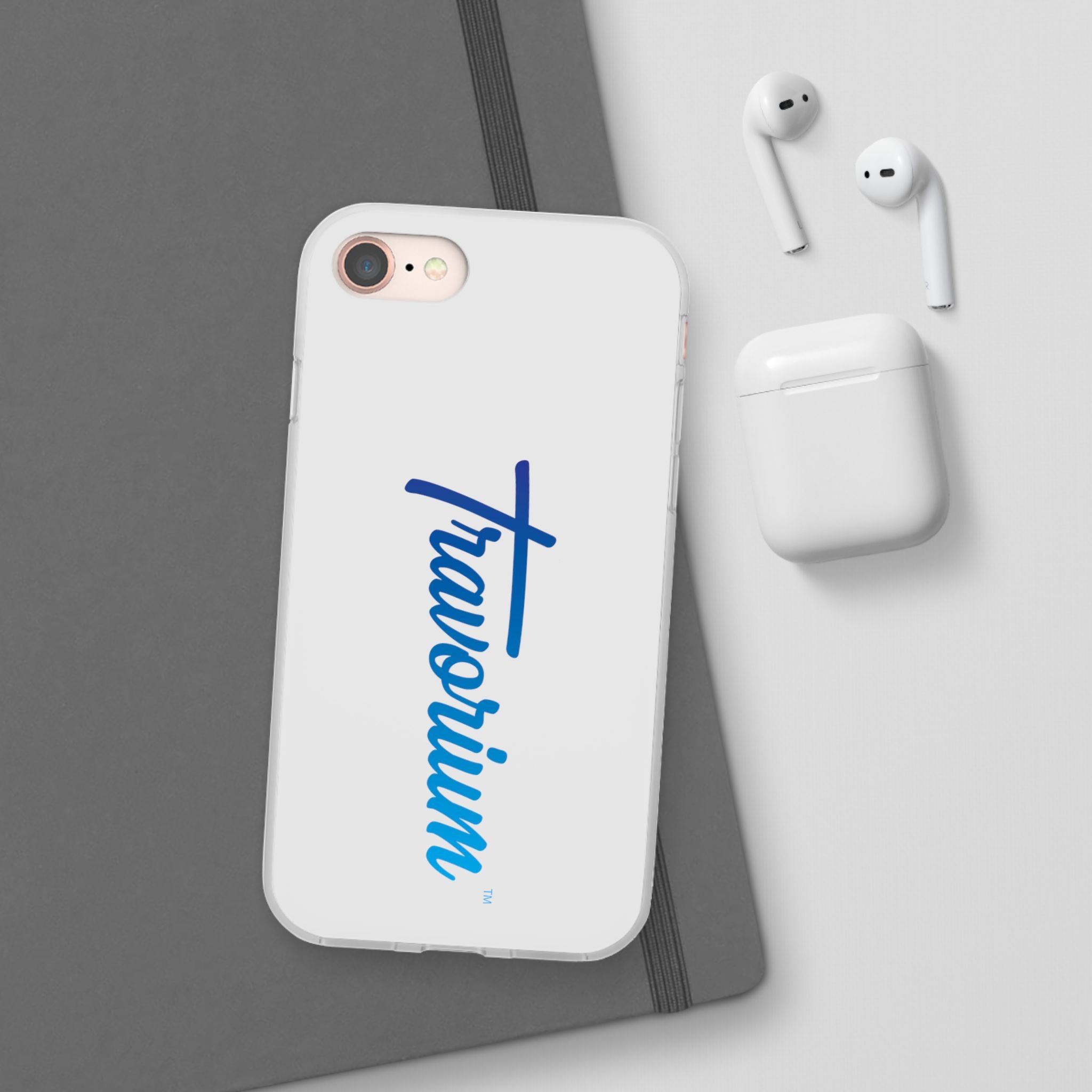 Phone Case — 'Travorium' Blue Script Flexible Protective Case