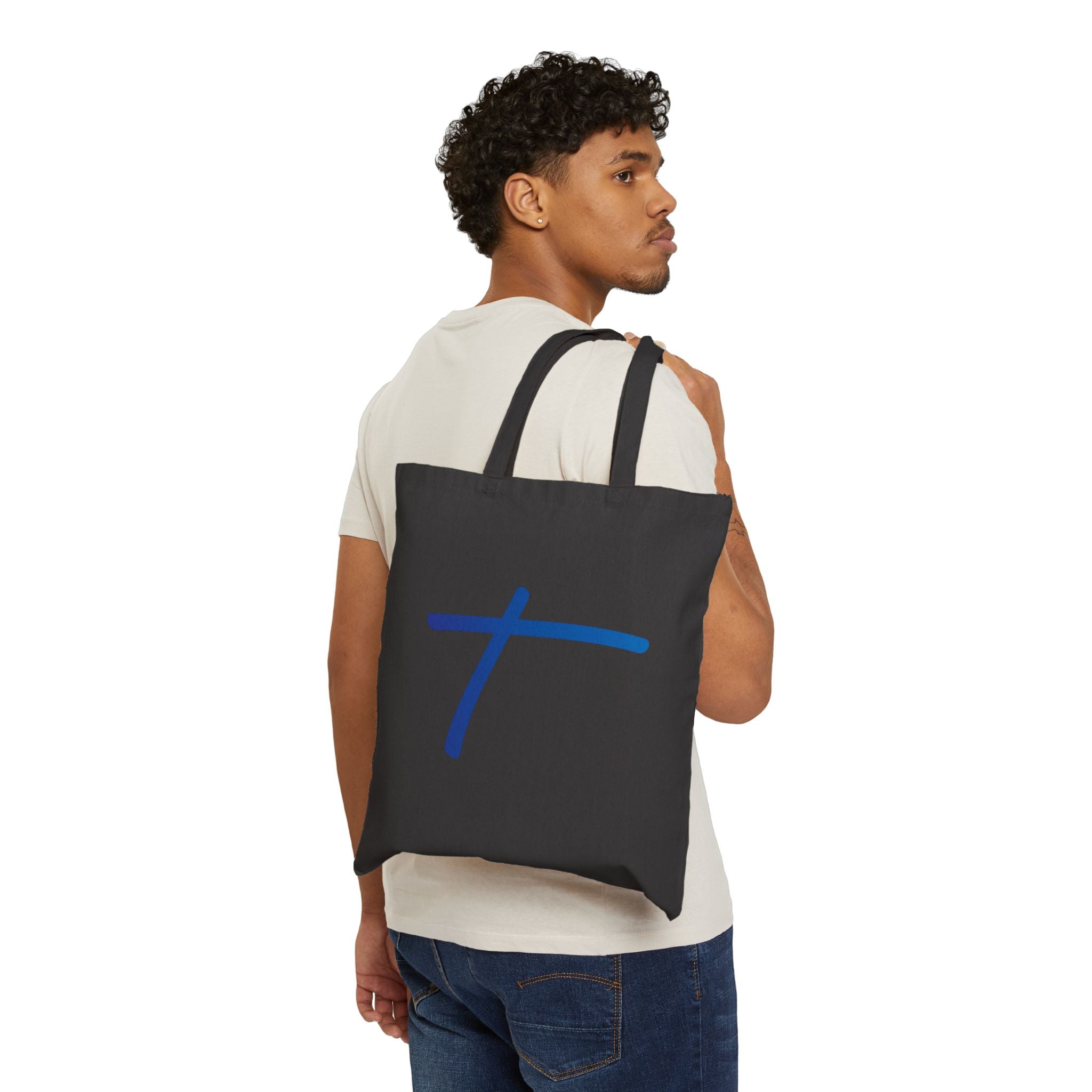 Canvas Tote Bag — Minimal Blue 'Travorium' Script Logo