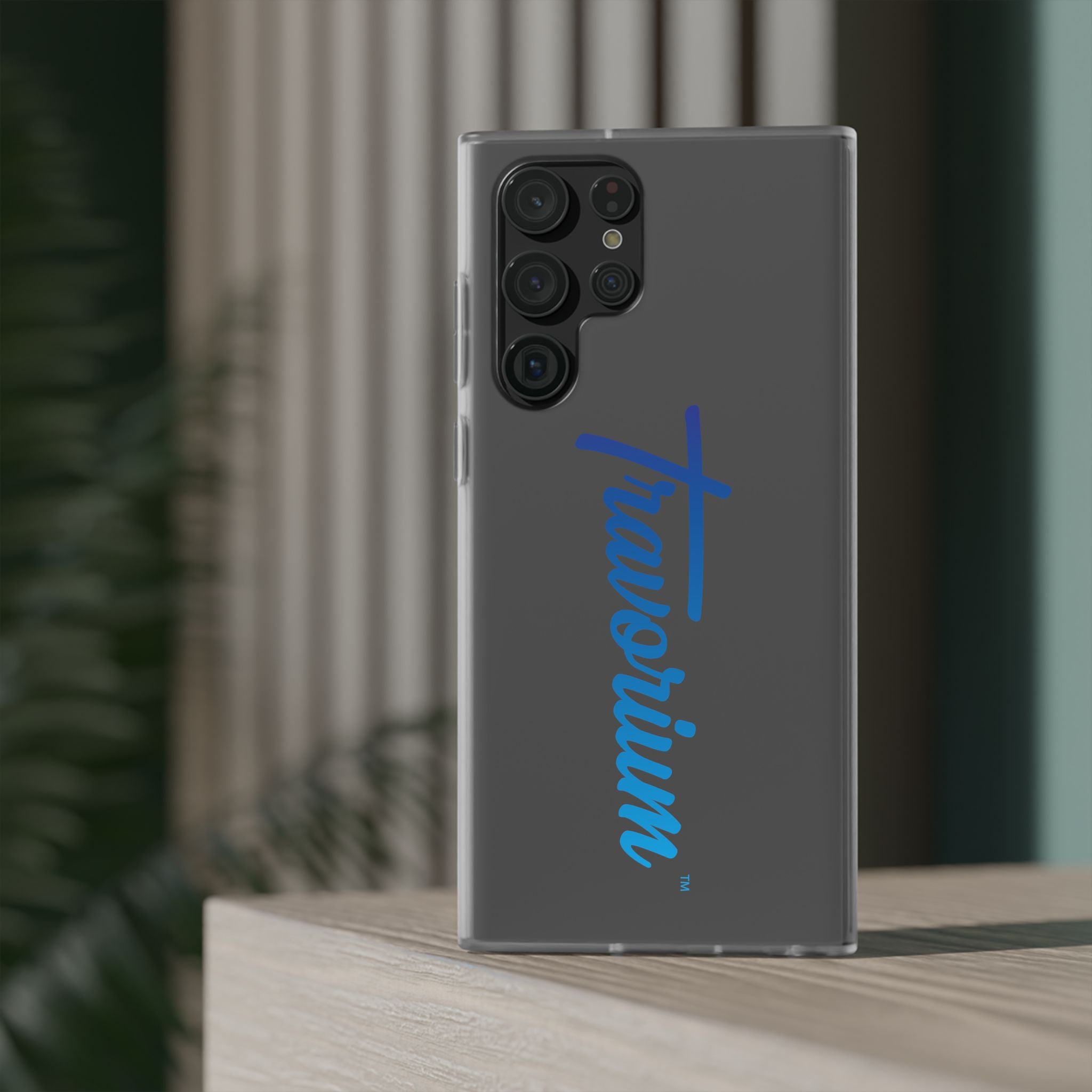 Phone Case — 'Travorium' Blue Script Flexible Protective Case