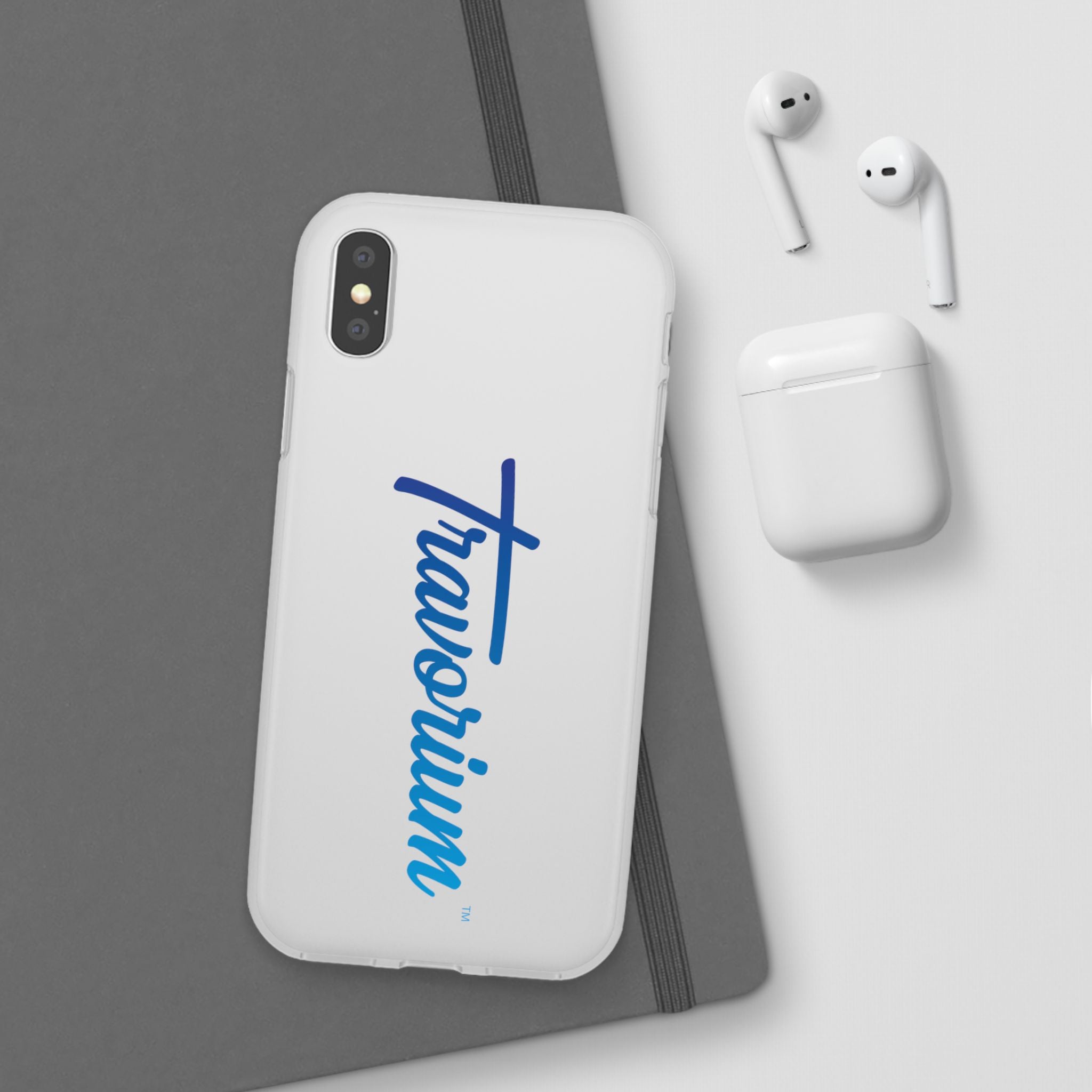 Phone Case — 'Travorium' Blue Script Flexible Protective Case