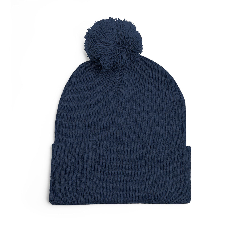 Pom-Pom Knit Cap — Embroidered 'Travorium' Winter Beanie