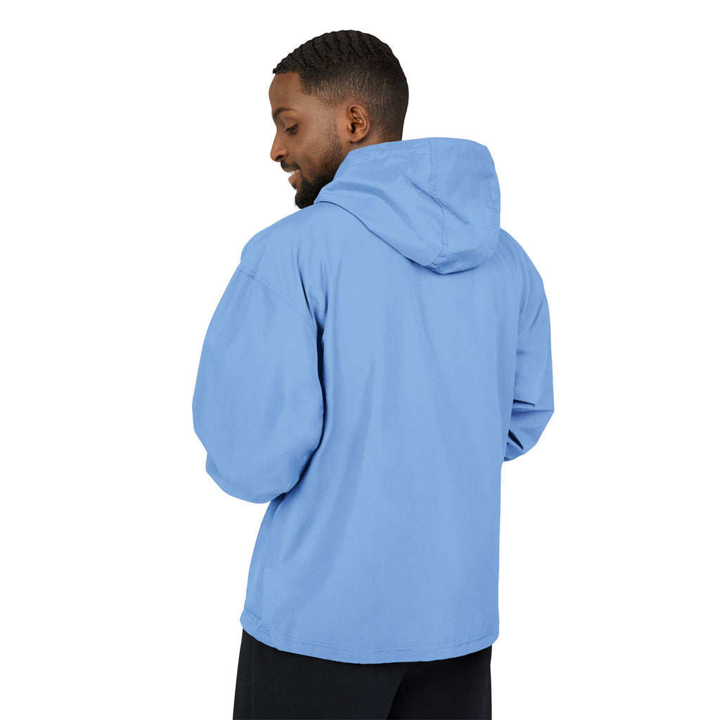 Light Blue Packable Anorak Jacket — Champion Logo Windbreaker