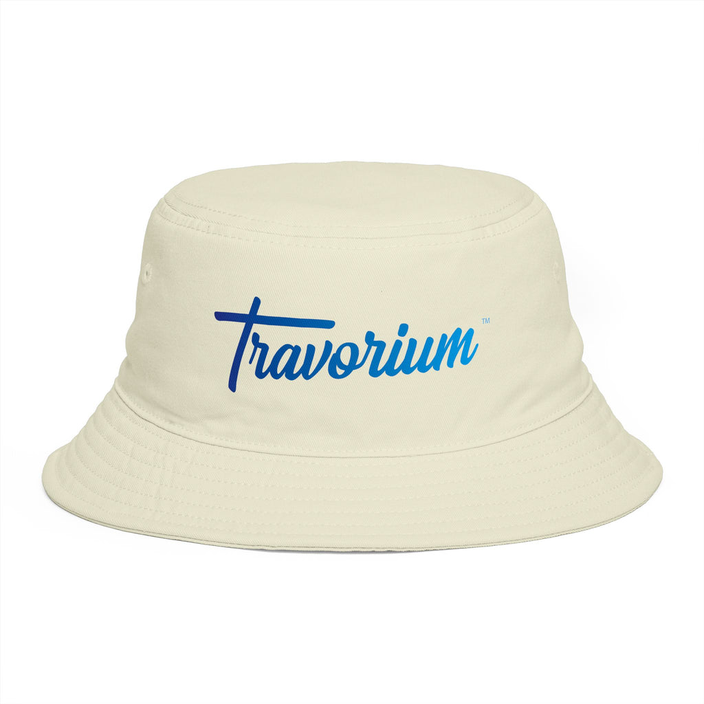 Travorium Embroidered Bucket Hat — Casual Script Logo Summer Sun Hat