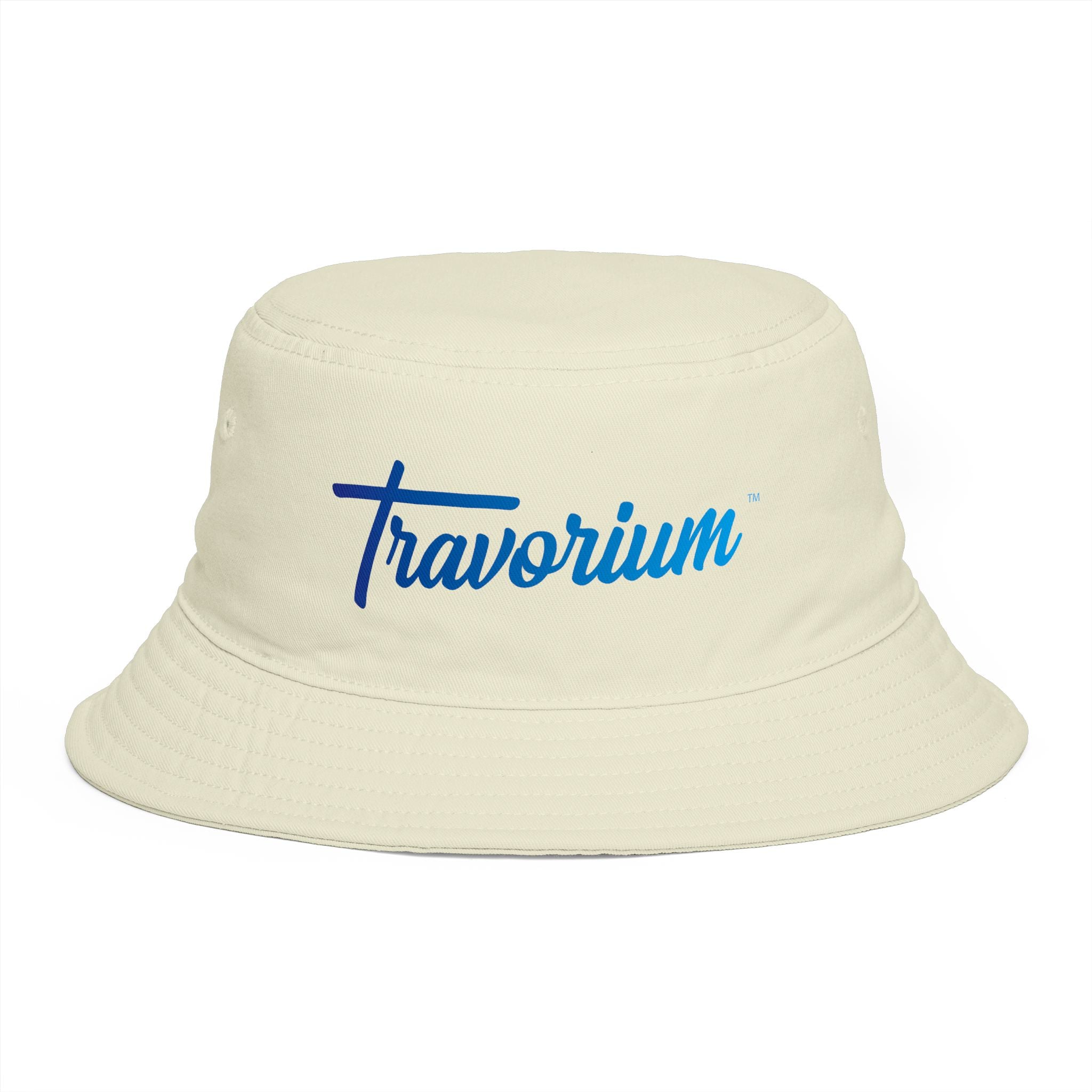 Travorium Embroidered Bucket Hat — Casual Script Logo Summer Sun Hat