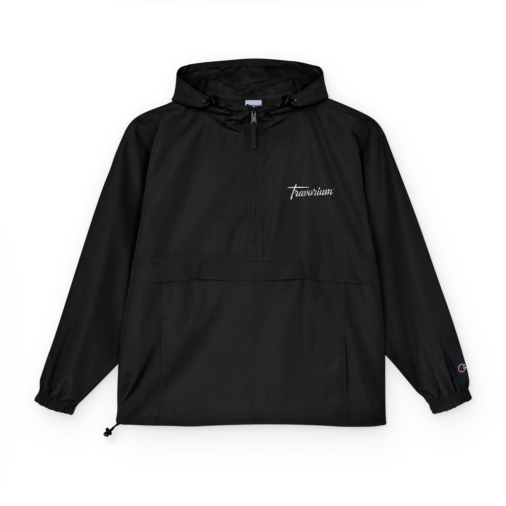 Light Blue Packable Anorak Jacket — Champion Logo Windbreaker