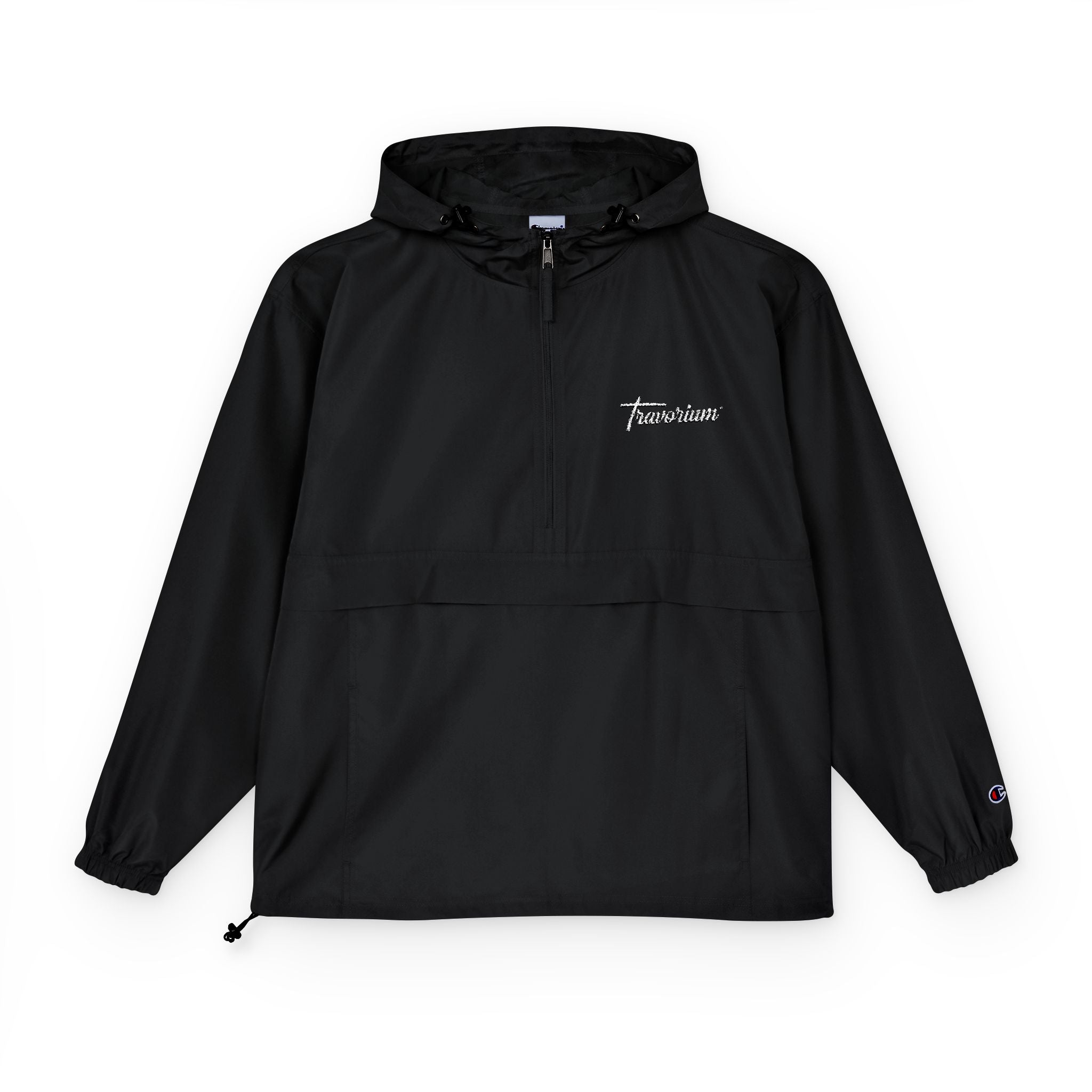 Light Blue Packable Anorak Jacket — Champion Logo Windbreaker