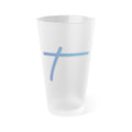 Frosted Pint Glass – Minimal Blue Cross 16oz