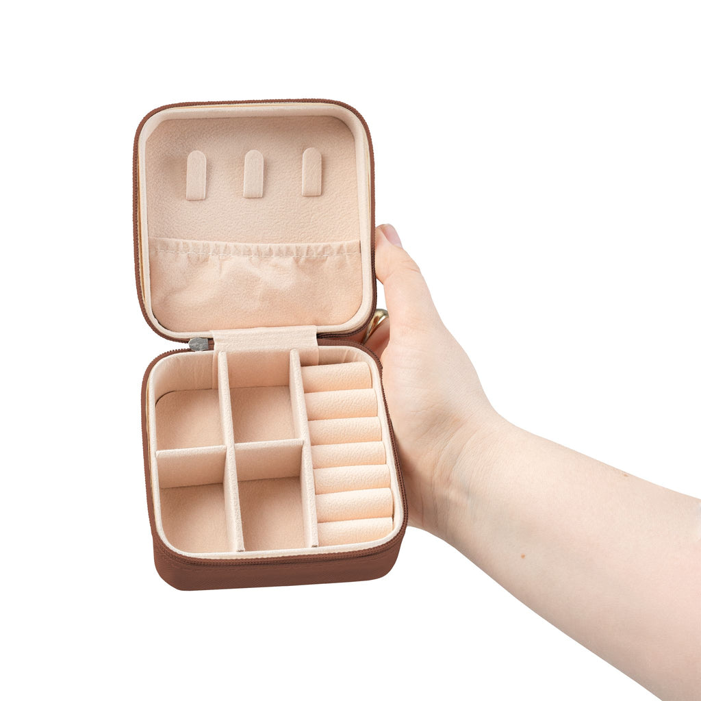 Travel Jewelry Case — Compact Leatherette Organizer with Ring & Earring Storage (Travorium)