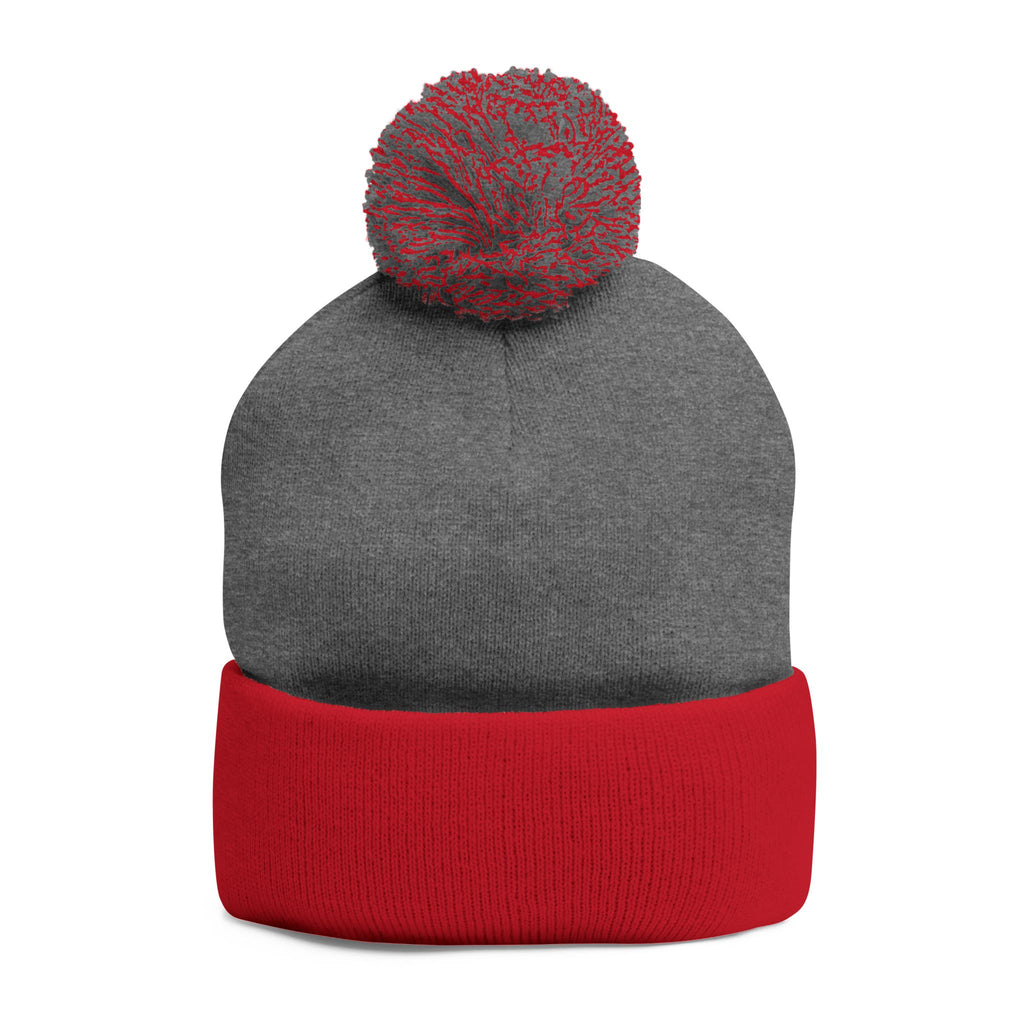 Pom-Pom Knit Cap — Embroidered 'Travorium' Winter Beanie