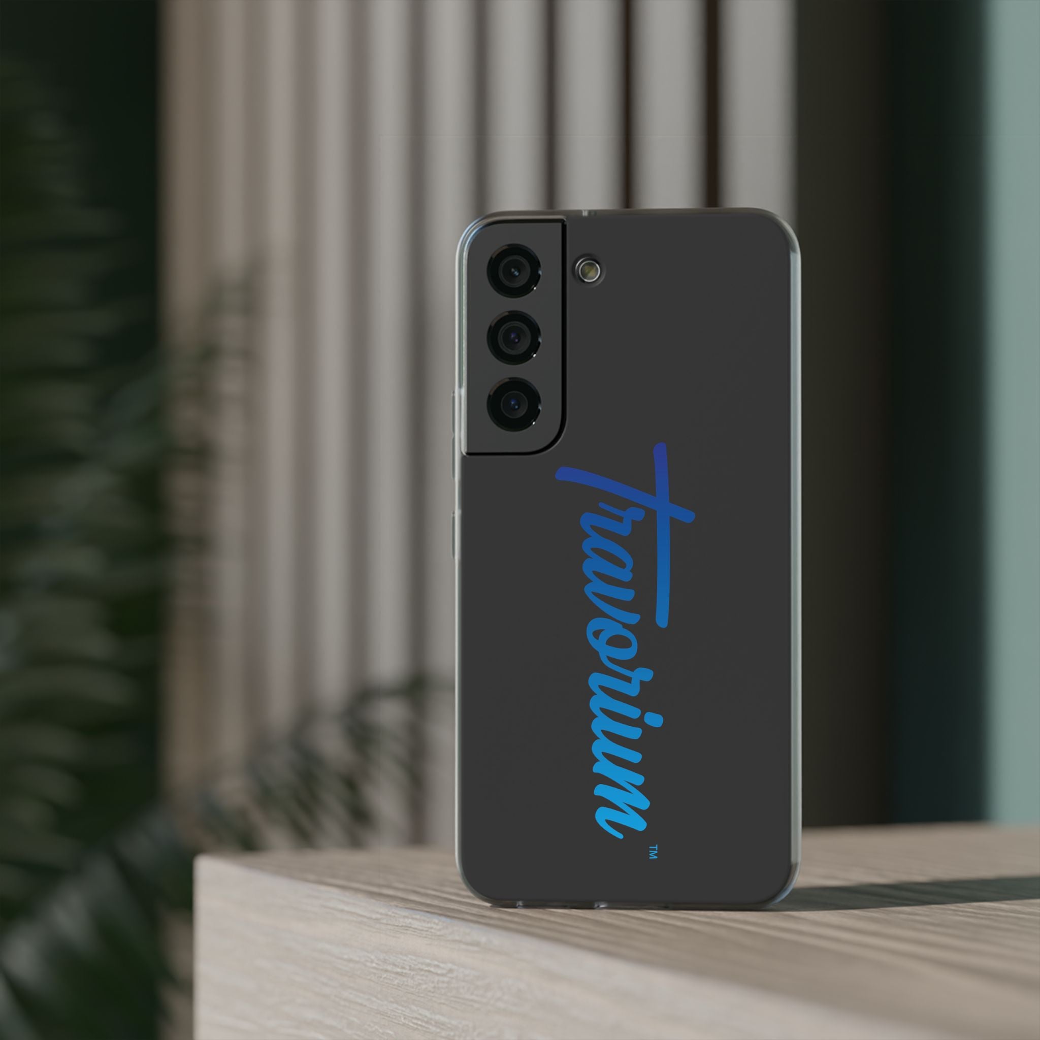 Phone Case — 'Travorium' Blue Script Flexible Protective Case