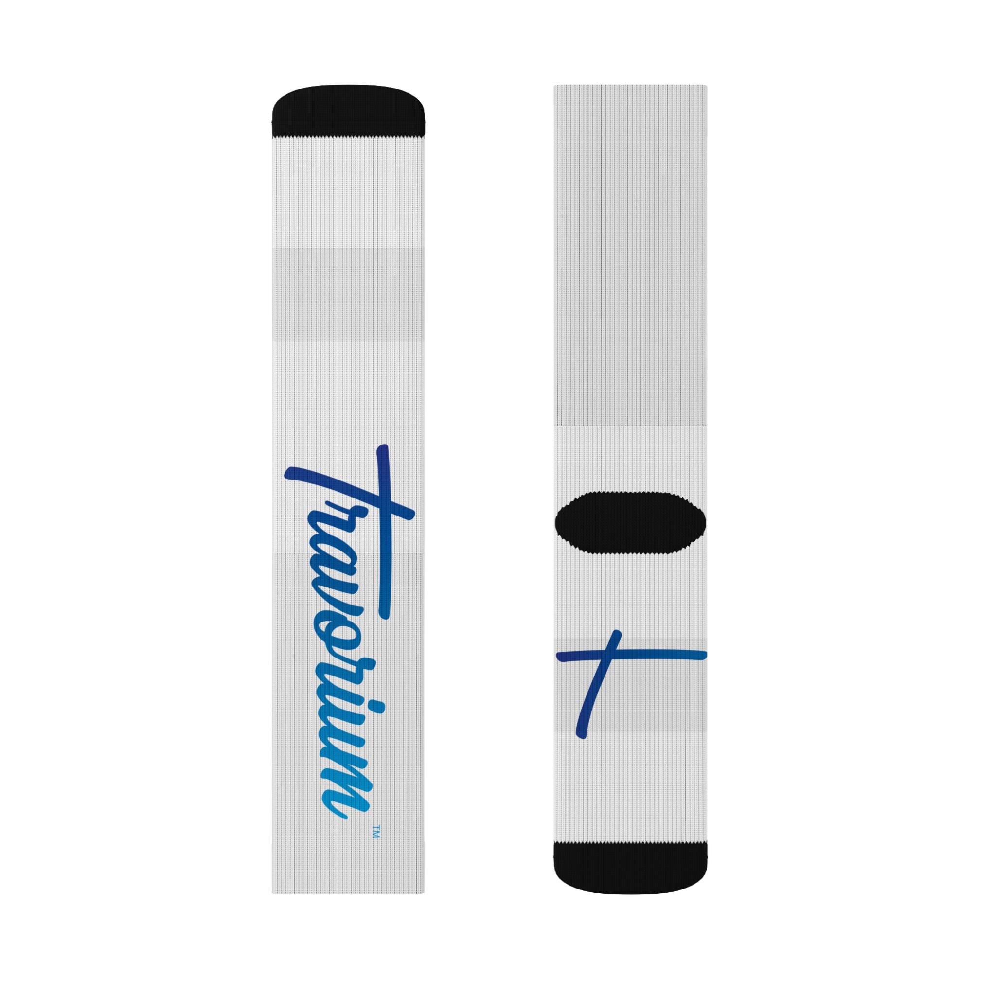 Blue Script Logo Sublimation Socks — Custom Athletic Crew Socks