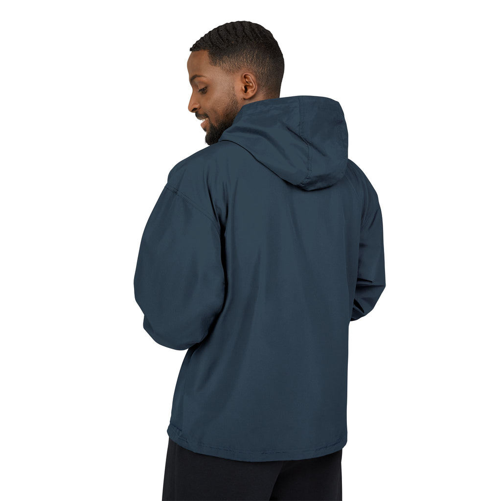 Light Blue Packable Anorak Jacket — Champion Logo Windbreaker