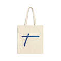 Canvas Tote Bag — Minimal Blue 'Travorium' Script Logo