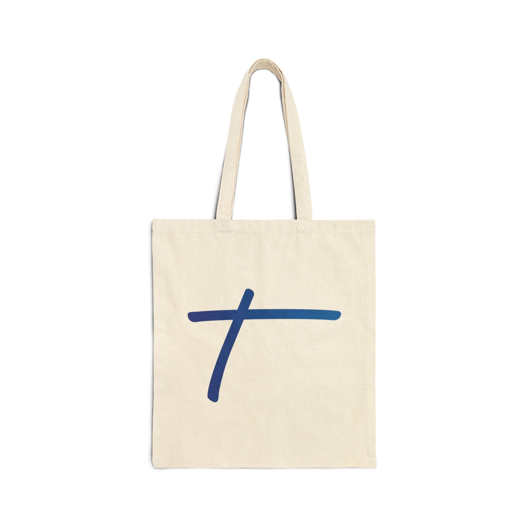Canvas Tote Bag — Minimal Blue 'Travorium' Script Logo